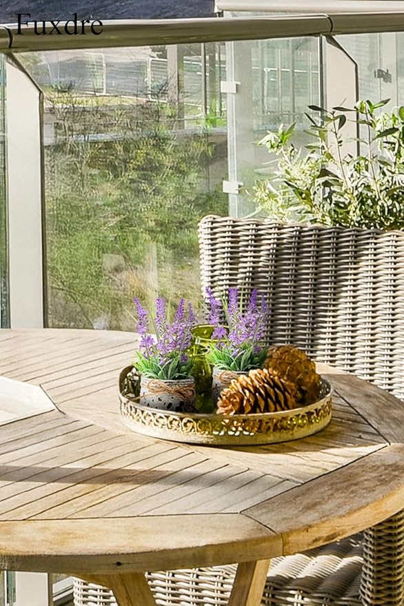 Small Fake Plants with 2 Pack, The Lavender for Bathroom Shelf Decor, Lavender Plant for Home Living Room Office Bedroom Table Tray Shelve Farmhouse Decor Indoor