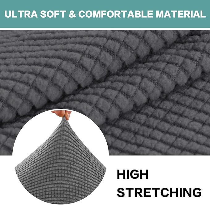 Turquoize Stretch Ottoman Cover Ottoman Slipcover Sofa Cover Footstool Protector Storage Ottoman Covers Furniture Protector Soft Rectangle slipcover with Elastic Bottom (Large,Charcoal Gray)