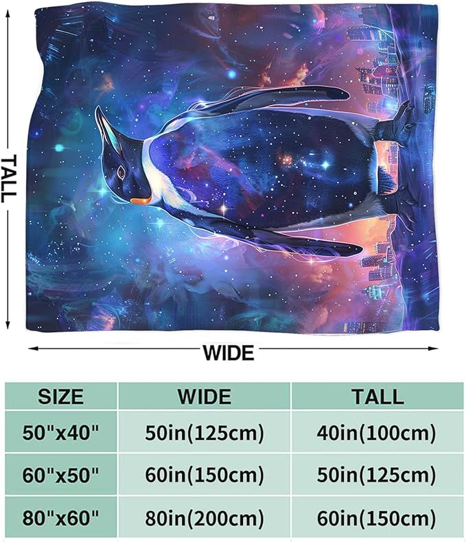 Tijuboni Penguin Throw Blanket Penguin Gifts for Girls Boys Women Men Kids Adults Soft Flannel Fleece Blanket for Couch Sofa Bed Home Decor 50"x60"