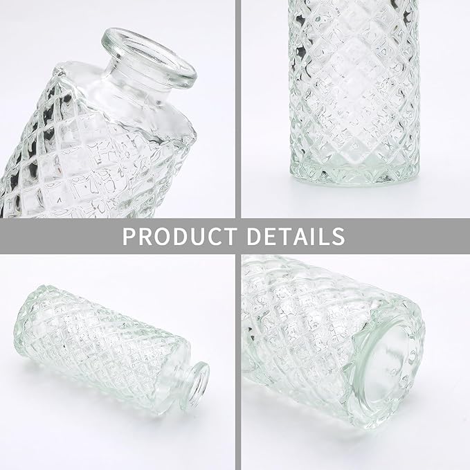 Brajttt Clear Flower Vase Set, Glass Bud Vase in Bulk Set of 8,Artistic and Cultural Flavor Mini Vases for Home Office Decor, Bedroom, Office, Living Room Decorations,Wedding