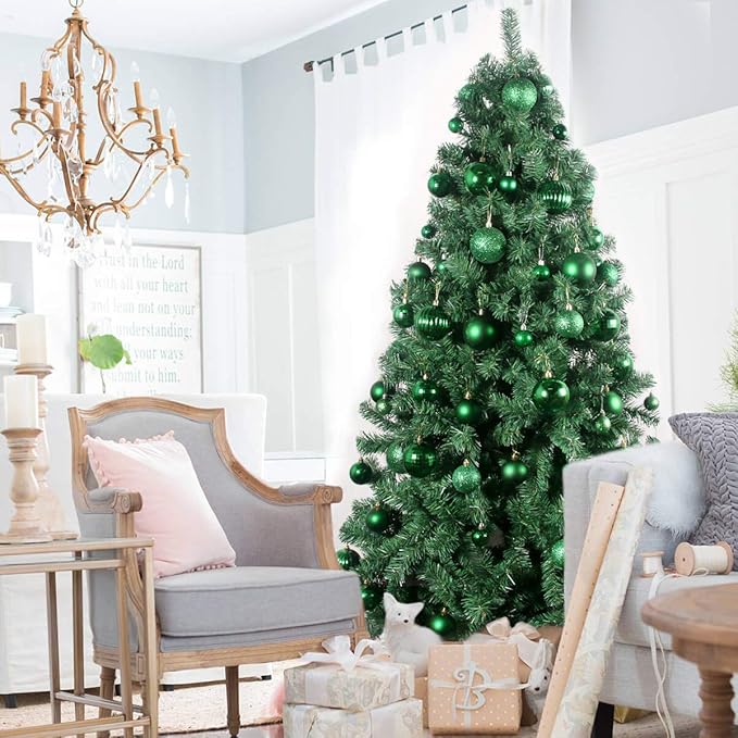 Emerald Green 3.2" Large Christmas Balls - Christmas Tree Decoration Ornaments Shatterproof Hanging Balls for Birthday Halloween Holiday Wedding Decorations Set of 10pcs