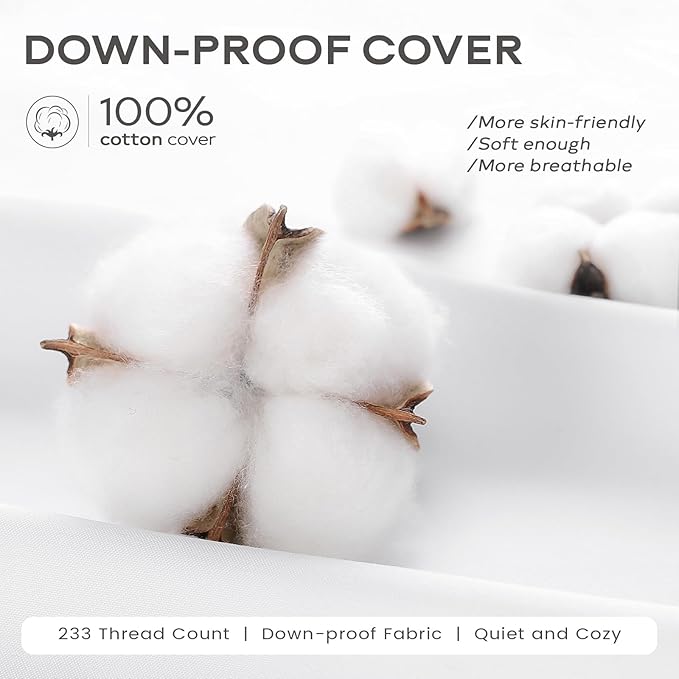 SAVORI Set of 2 Down and Feather Throw Pillow Inserts 30x30 Soft Fluffy Pillow Inserts with 100% Down-Proof Cotton Cover, Decorative Square Cushion Inner for Sofa Couch Bed-White