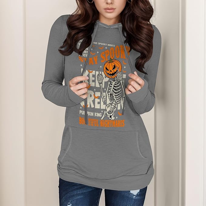Halloween Womens Pullover Sweatshirts Trendy Drawstring Fall Sweatshirt Halloween Best Gift For Wife And Daughter
