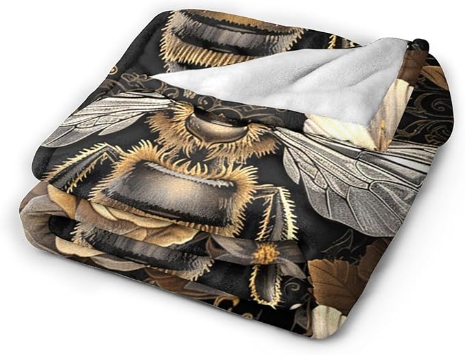 Tijuboni Bee Throw Blanket Bee Gifts for Women Men Girls Boys Kids Adults Soft Flannel Fleece Blanket for Couch Sofa Bed Home Decor 40"x50"