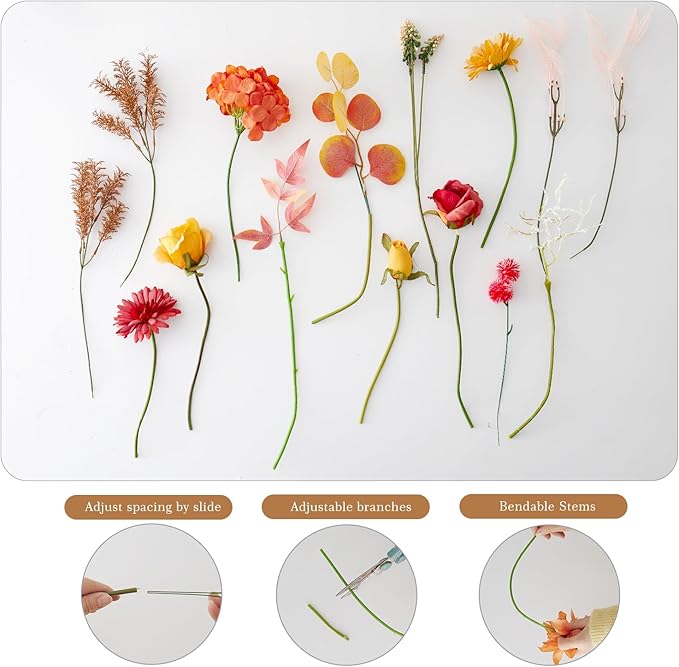 Fake Flowers with Vase Combo Orange Flowers Mix Silk Artificial Flower Gerbera, Fake Plastic Flower Bulk Decoration, Faux flower for DIY Wedding Bridal Bouquets, Floral Arrangement, Table Centerpieces