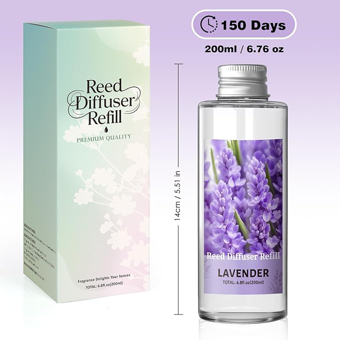 SCENTORINI Reed Diffuser Oil Refill, Lavender Diffuser Oil 6.76 Fl Oz, Natural Scented Essential Oil Refill Long Lasting Home Fragrance for Room Spa Aromatherapy Bathroom Home Decor