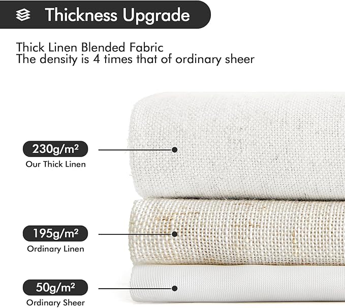 MIULEE Non-See-Through Privacy Linen Curtains 2 Panels, Light Filtering Window Curtains Farnhouse Textured Back Tab Semi Sheer Drapes for Bedroom Living Room, 52 x 84 Inches Long, Pure White