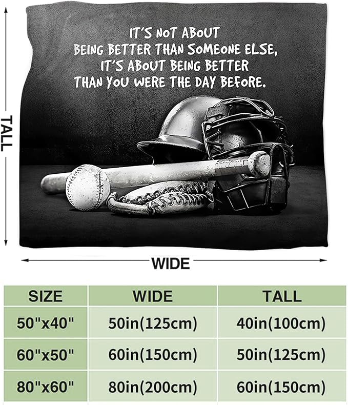 Tijuboni Baseball Sports Throw Blanket Baseball Gifts for Boys Girls Men Women Kids Adults Soft Flannel Fleece Blanket for Couch Sofa Bed Home Decor 60"x80"