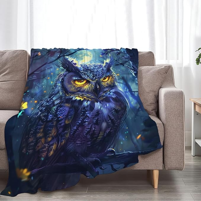 Tijuboni Owl Throw Blanket Owl Gifts for Girls Boys Women Men Kids Adults Soft Flannel Fleece Blanket for Couch Sofa Bed Home Decor 50"x60"