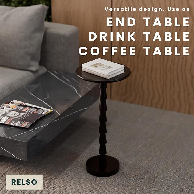 Relso Sakala Solid Mango Wood Drink Table - 24 Inches High, Stylish Side Table, Modern End Table for Living Room, Bedroom | Space Saving Night Stand, Small Folding Coffee Table, Indoor Plant Stand