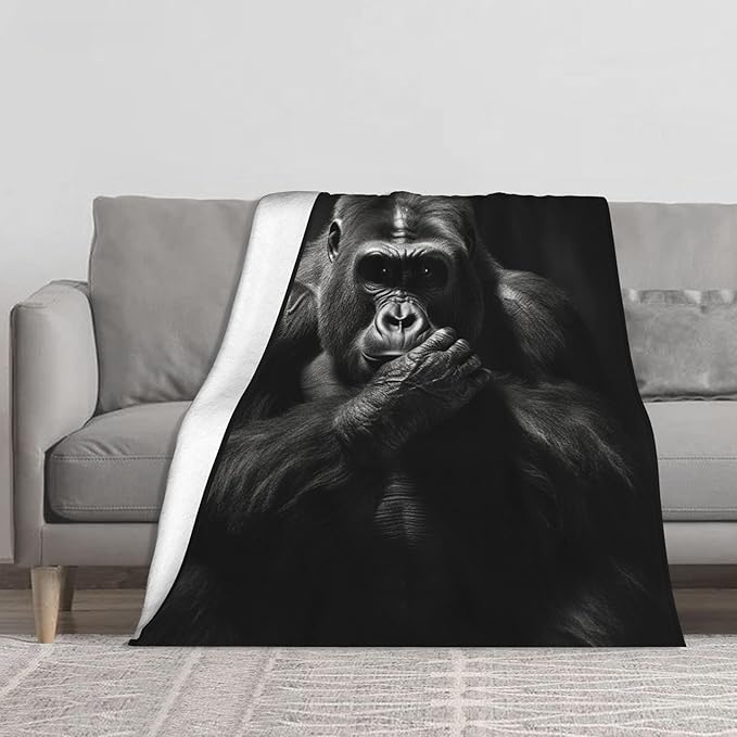 Chimpanzees Animal Throw Blanket Soft Plush Fleece Blankets Warm Cozy Lightweight Fuzzy Blanket for Bed Sofa Couch Home Decor 60"X50"