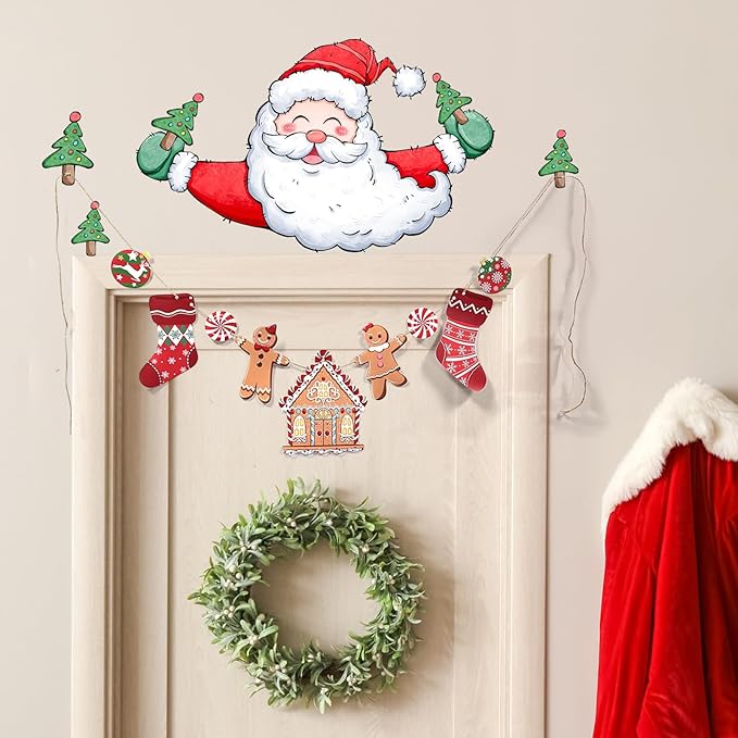 Christmas Wall Stickers Decoration Set Santa Xmas Tree Wall Murals Floor Décor Living Room Children Nursery School Restaurant Cafe Hotel Home Office Décor Christmas 4