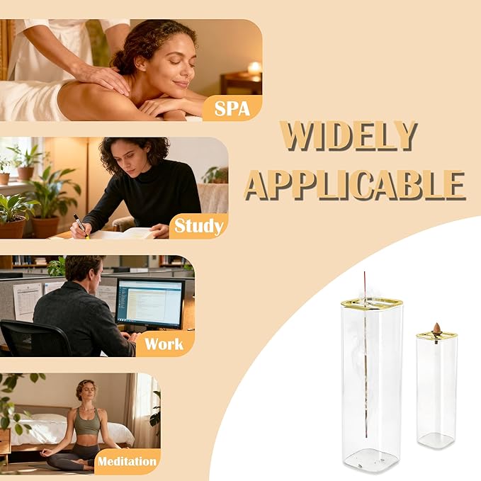 1 Pack HZCPENG Incense Holder, 2 in 1 Incense Burner for Sticks or Backflow Incense, Anti-ash Square Incence-Stick Holder for Meditation, Yoga, Relaxation, and Home Décor