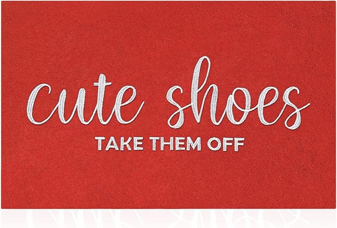 AOAOPQ Take Shoes Off Front Door Mat Indoor Outdoor Entrance Weather Doormat, Sturdy Natural Back Rubber Mats Easy Clean Patio Porch Entryway Red Mat