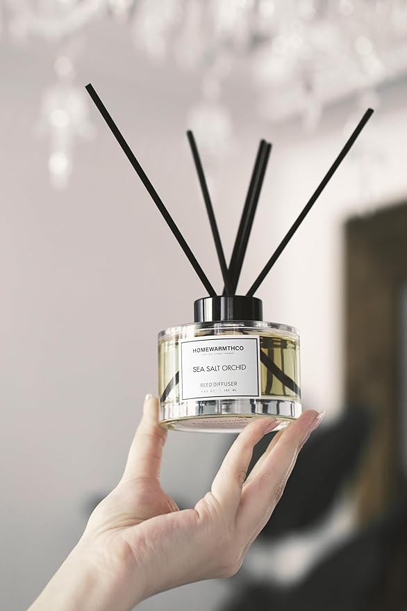 Reed Diffuser Set, Ocean Mist & Sea Salt 5.63 fl oz (160 ml) - Scented Oil Diffuser with 6 Sticks Luxury Fragrance for Home, Office & Bathroom Shelf Decor.