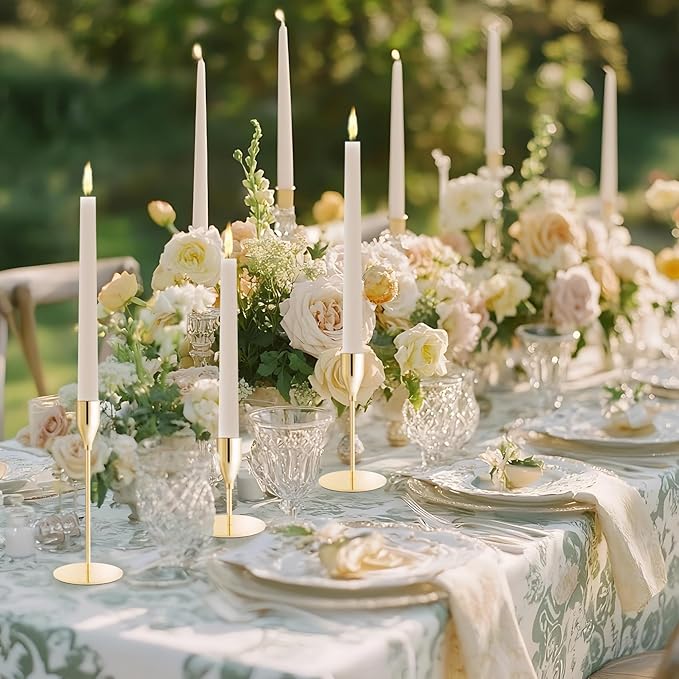 Taper Candle Holders,Tall Metal Candlestick Holders,French Gold,Set of 54,Three Heights,Candle Stick Holder for Wedding Centerpiece Decoration,Dinning,Festival,Party or Home Decor