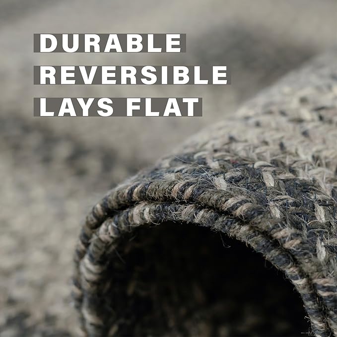 Homespice Flint Hill Oval Braided Rugs 5x8' - Primitive Black and Gray Area Rug for Living Room
