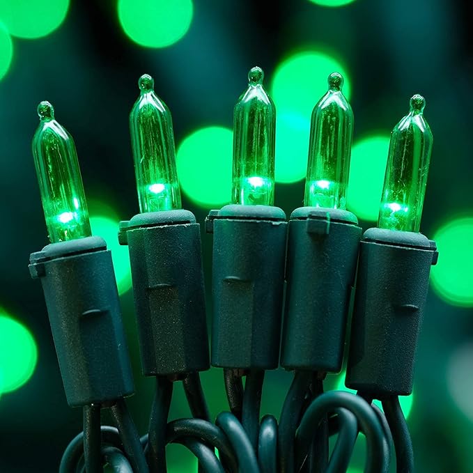 200 Count Green LED Christmas Lights, 66 ft Green Wire UL Certified Commercial Grade Holiday String Light Set (Green)