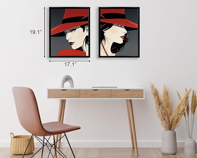 Art Shoppe Framed Print Wall Art, Vintage Wall Décor for Living Room, Bedroom, Office, High-Resolution Image on Premium Art Paper, 3/4" Frame with Plexiglass Front, Ready to Hang, 17”x21”, Set of 2