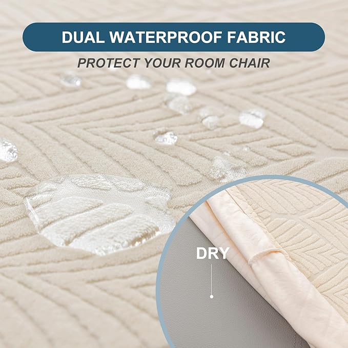Removable Washable Dining Chair Seat Covers Set of 6,Stretch Jacquard Chair Seat Cushion Protector Slipcovers, Rear Covers