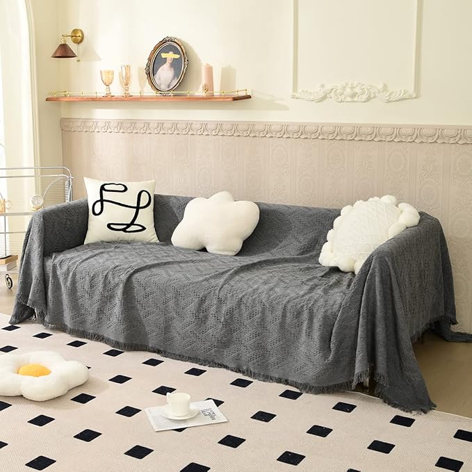 AIVIA Couch Cover Sheet Blanket, Oversized Couch Covers for 3-4 Cushion High Backed Backrest Sofa, Extra Large Furniture Decoration Covers Sofa Slipcovers, L Shape U-Shaped Sectional Protector