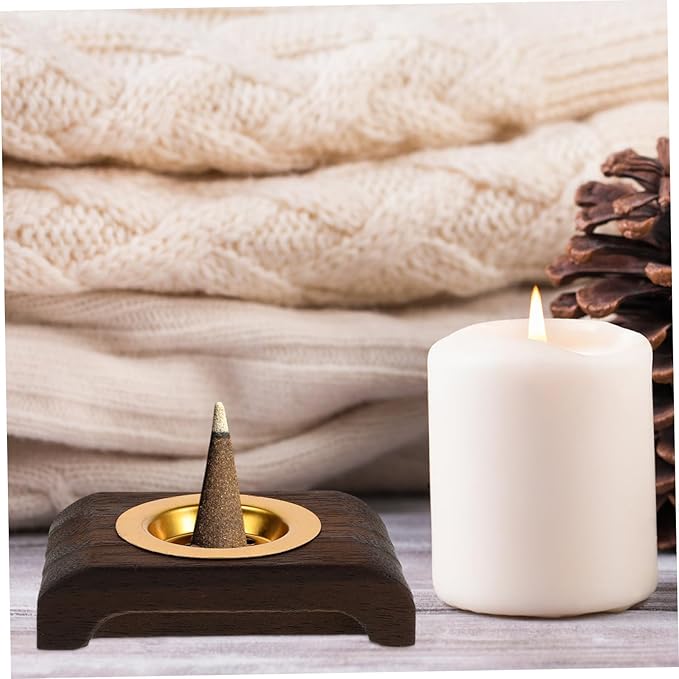 VALICLUD Modern Minimalist Wooden Incense Burner Holder with Tray Small Space-Saving Middle Eastern Arabian Charcoal Burner and Ash Catcher for Home Decor and Aromatherapy