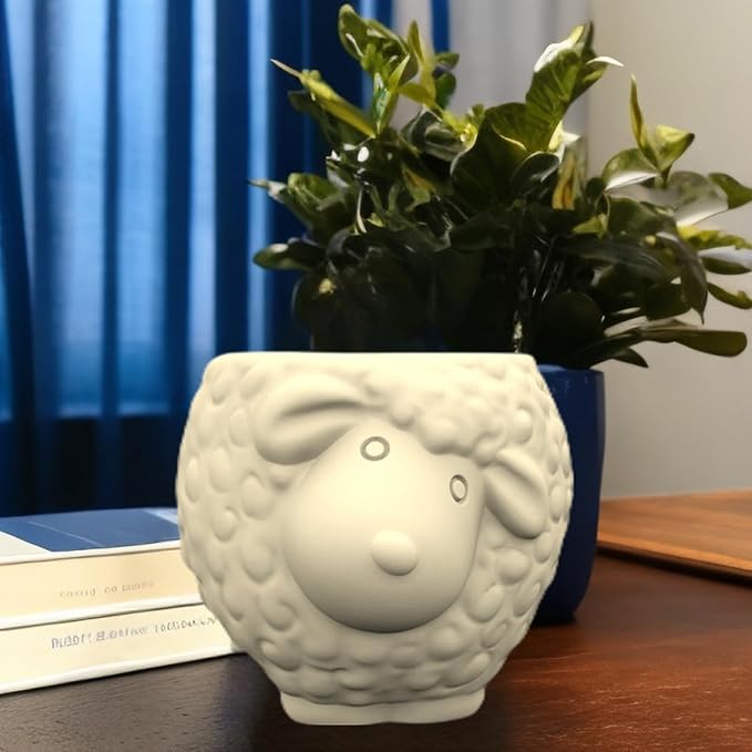 Sheep Shape Concrete Flower Pot Silicone Mold Animal Succulent Planter Pot Vase Mold Pen Holder Epoxy Resin Cement Clay Mould