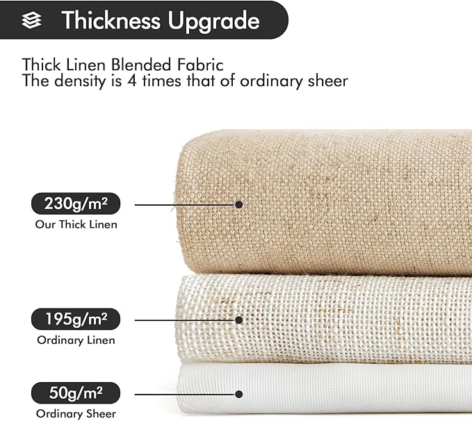 MIULEE Non-See-Through Privacy Linen Curtains 2 Panels, Light Filtering Window Curtains Farnhouse Textured Back Tab Semi Sheer Drapes for Bedroom Living Room, 52 x 84 Inches Long, Light Brown