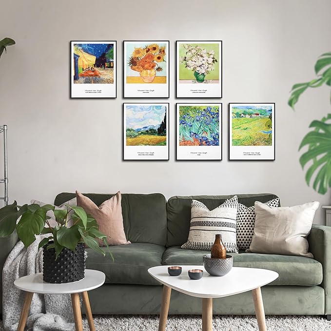 HNKNDECO Vincent Van Gogh Canvas Wall Art Prints,Sunflower wall art irises Posters,6PCS Gallery Art Prints Decor Unframed,Famous Artist Paintings Picture Living Room Bedroom Bathroom(8”x10” UNFAMED)