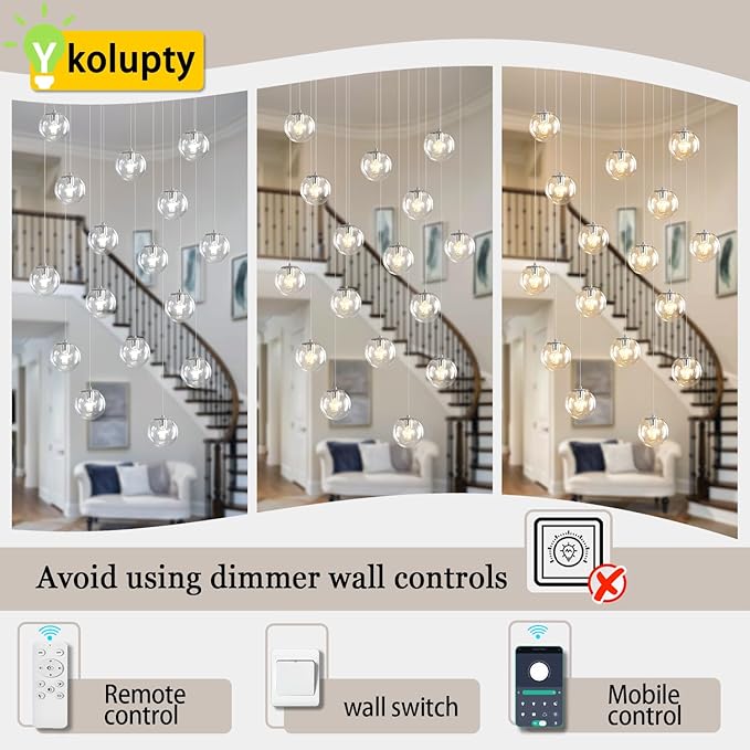 Glass Chandelier LED Modern Silver Pendant Light Globe Ceiling Light H157 Glass Ball Chandeliers for Staircase Living Room Hotel Hallway Foyer Entryway (16 Lights-Rectangle Chandeliers)