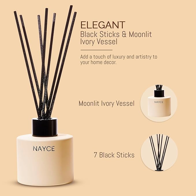 Nayce Luxury Reed Diffuser - Lavender Limoncello - Aromatherapy Essential Oil Diffuser Sticks - Hand-Poured in USA - Reed Diffusers for Home, Bathroom, Bedroom, Office Decor, Housewarming Gifts