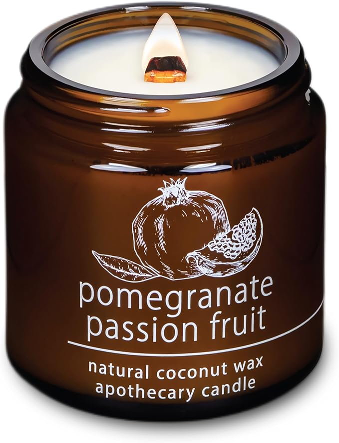 Hemlock Park Crackling Wood Wick Candle Handcrafted with Natural Coconut Wax (Small 4 oz, Pomegranate Passion Fruit)