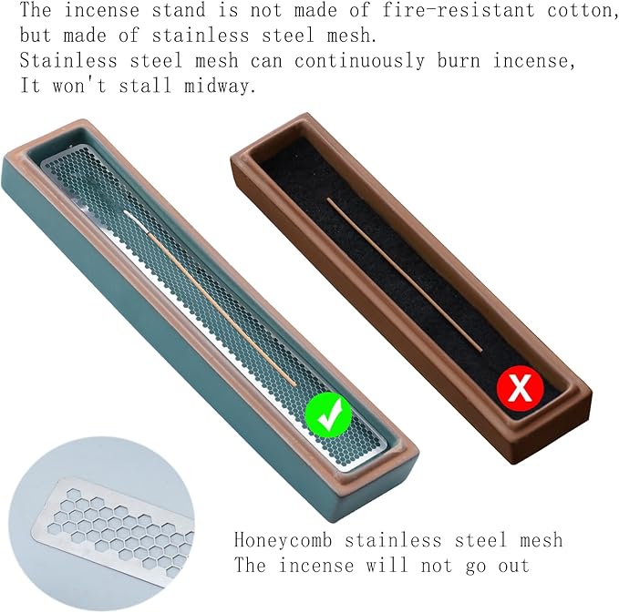 CEREMONY Incense Holder,Ceramic Incense Holder for Sticks with Ash Catcher,Coffin Style Incense Box,Incense Burner for Meditation Yoga Spa Room Decor(Green)
