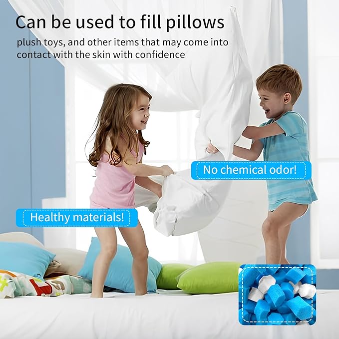 10lbs Bean Bag Filler, Pillow Bean Bag Stuffing Filling, Shredded Memory Foam Filling, Punching Bag Filler, Foam Refill for Pouf/Ottoman Stuffing/Couch/Boxing Bag, Added Gel Particles