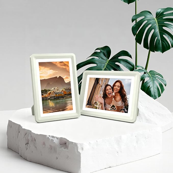 Light Gray 5x7 Picture Frame with Acrylic Front, ABS Frame for 5x7 or 4x6 Photos, Shatterproof UV-Resistant Tabletop Photo Frame, Vertical/Horizontal Display for Home Décor
