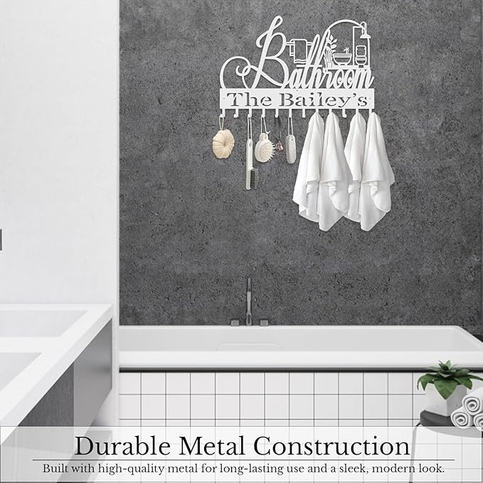 Personalized Metal Key Rack Hooks, Key Holder Wall Mounted Key Hooks, Bathrom Theme Wall Decoration Hooks, Key Hanger Organizer for Living Room, Entryway, Bathroom, Office Decor
