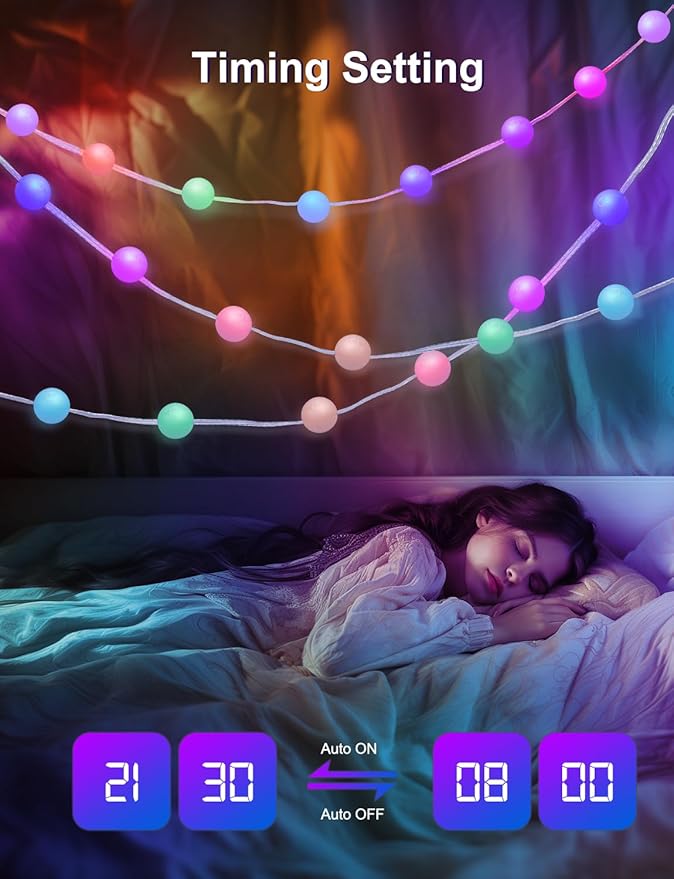 Smart Color Changing Globe String Lights, 33Ft 16 Million Colored Fairy Lights Plug in APP & Remote Control DIY Music Sync Twinkle Light for Bedroom Classroom Christmas Decor Christmas Gift