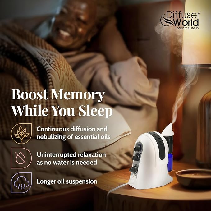 1000 Sq Ft Waterless Diffuser for Essential Oils, Made in USA Black Waterless Aroma Atomizer for Large Room Fragrance, Home Scent Machine, Air Aromatherapy Holiday