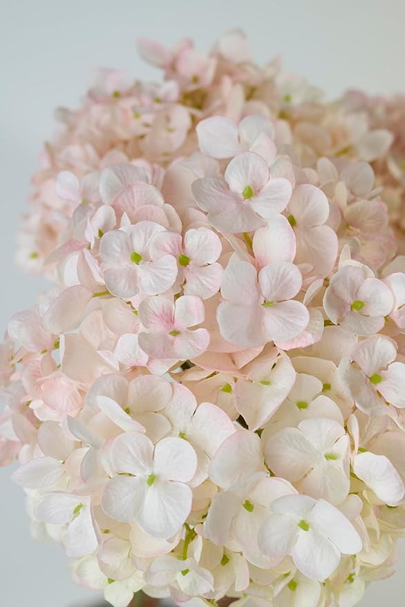 Hydrangea Artificial Flowers, Gradient Color 2PCS Fake Real Touch Large Faux Hydrangea Silk Bouquet with Stems Home and Office Decoration (Pink)
