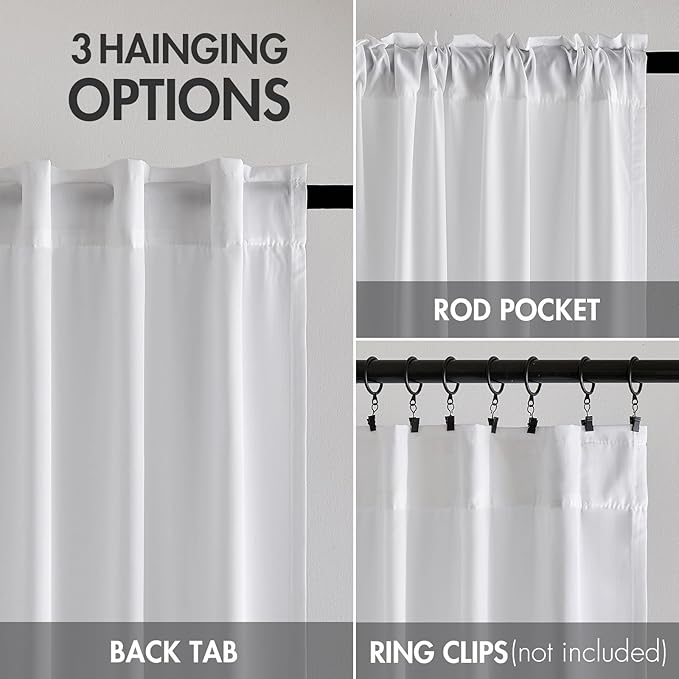 EMEMA White Privacy Sheer Curtains 96 Inches Long 2 Panels Set, Non-See-Through Light Filtering Semi Sheer Curtains for Bedroom Living Room, Window Drapes That Let Light in, 52x96 Inch