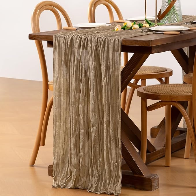 Nude Cheesecloth Table Runner 1pcs Boho Gauze Spring Table Runner 22×120 inch 10FT Table Decor for Home Farmhouse Wedding Baby Shower Birthday Party Ceremony