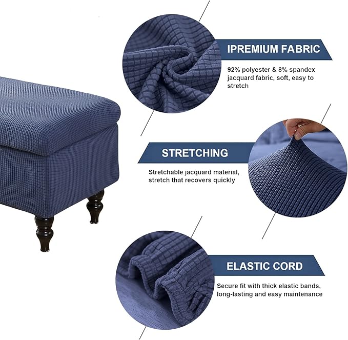 FUANGUI Ottoman Cover Stretch Storage Ottoman Bench Slipcover Printed Folding Storage Bench Ottoman Cover Footrest Stool Slipcover Footstool Protector Cover with Elastic Bottom, Large