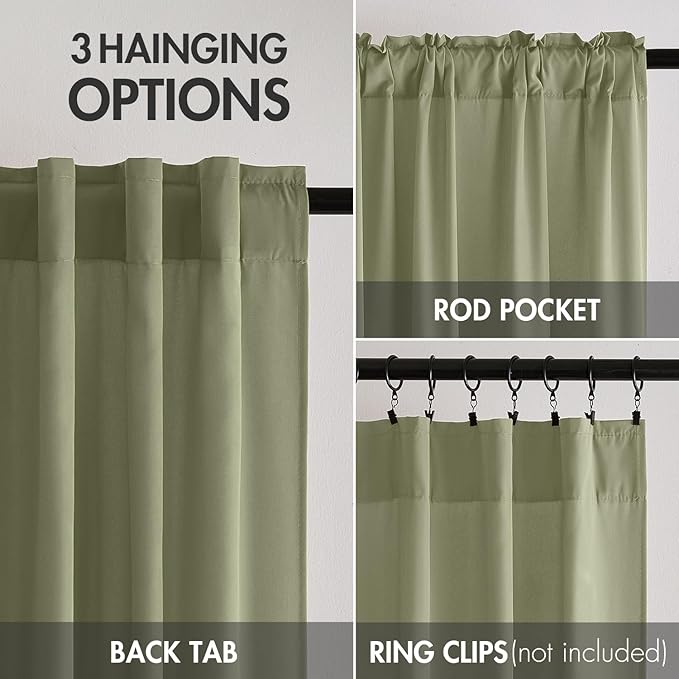 EMEMA Privacy Sheer Curtains 84 Inches Long 2 Panels Set, Non-See-Through Light Filtering Semi Sheer Curtains for Bedroom Living Room, Window Drapes That Let Light in, 52x84 Inch, Sage Green