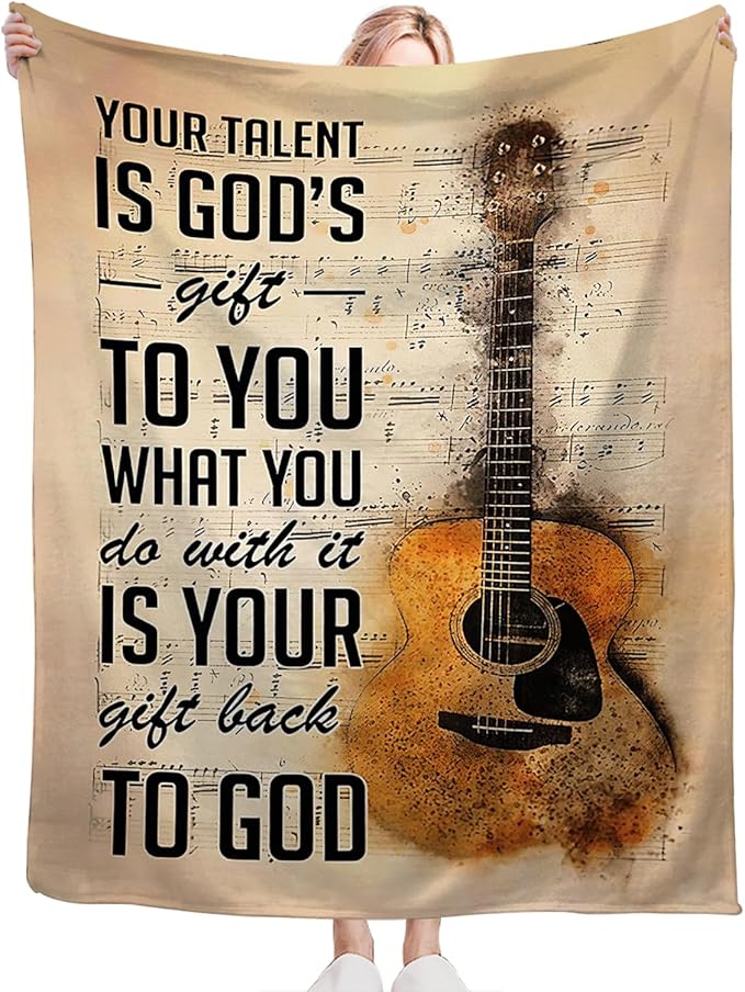 Tijuboni Guitar Music Throw Blanket Guitar Gifts for Girls Boys Women Men Kids Adults Soft Flannel Fleece Blanket for Couch Sofa Bed Home Decor 60"x80"
