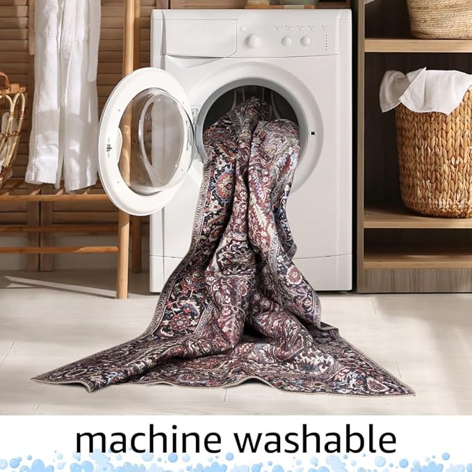 Keen Home Design 2x3 Rug - Machine Washable Entry Rug with Non-Slip Backing, Ideal for Enteryway, Kitchen, Bathroom, Laundry Room - Vintage, Easy Clean, Durable, Low Pile - (2' x 3')