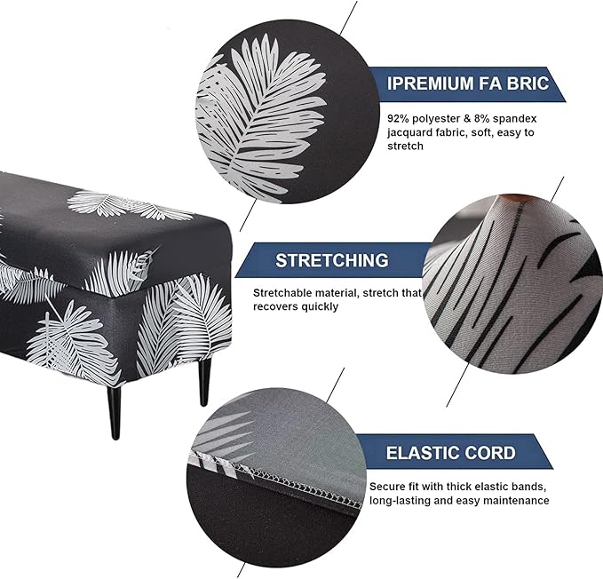 FUANGUI Ottoman Cover Stretch Storage Ottoman Bench Slipcover Printed Folding Storage Bench Ottoman Cover Footrest Stool Slipcover Footstool Protector Cover with Elastic Bottom, Large