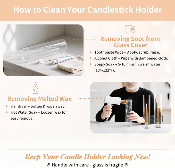 NUPTIO Fluted Candle Holder Set: Bulk Hurricane Candlestick Holders with Ribbed Glass Cylinder Sleeve - Set of 10 Tapere Candle Stick Stand for Fall Thanksgiving Christmas Decor