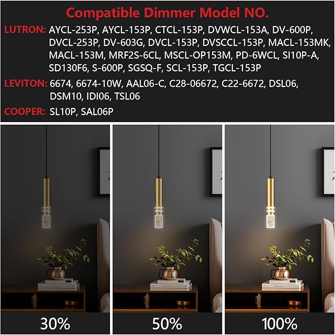 Pendant Lights Kitchen Island, Crystal Pendant Light Fixtures Mini 6W LED Modern Kitchen Pendant Lighting Over Sink and Living Room and Bedroom (Gold 2 Pack)