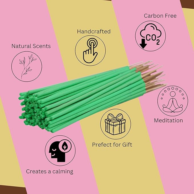 Bless-Lemon-Grass 100%-Natural-Handmade-Hand-Dipped-Incense-Sticks Organic-Chemicals-Charcoal-Free Purification-Relaxation-Positivity-Yoga-Meditation Best-Woods-Scent (100 Sticks(5.25 OZ))