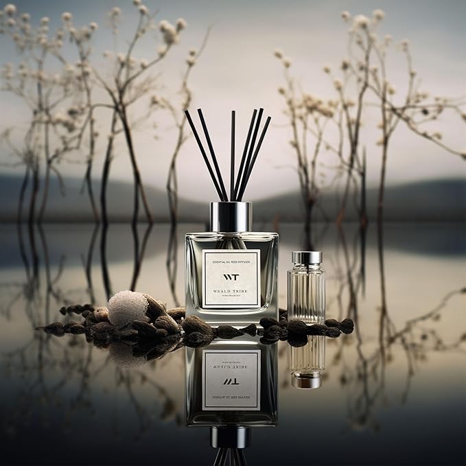 WEALD TRIBE Lavender & Cedar Scent Reed Diffuser Set for Bathroom Decor Air Fresheners, Oil Diffuser Stick | 5.1 fl oz Home Fragrance with Sticks Defusers | House Bedroom Office Shelf Decor